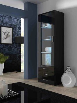 Витрина SOHO Cama Meble S1 чорний / чорний глянець фото - Купить Витрины CAMA MEBLE в эпицентре мебели GerborDesign.com.ua