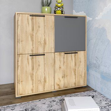 Тумба LION Краш 82x43x86 см (LION-041770) дуб аппалачі / антрацит фото - Купить Комоды LION в эпицентре мебели GerborDesign.com.ua