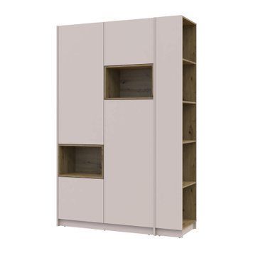 Шафа для одягу з нішею та етажеркою Дейл Doros (Дорос) 2 ДСП 143,2х52х220, кашемір / дуб артізан 44900336