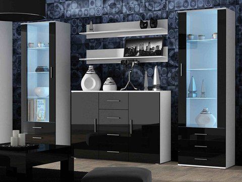 Вітальня SOHO Cama Meble 3 білий / чорний глянець фото - Купити Вітальні CAMA MEBLE в епіцентрі меблів GerborDesign.com.ua, Київ, Дніпро, Львів, Луцьк, Хмельницький