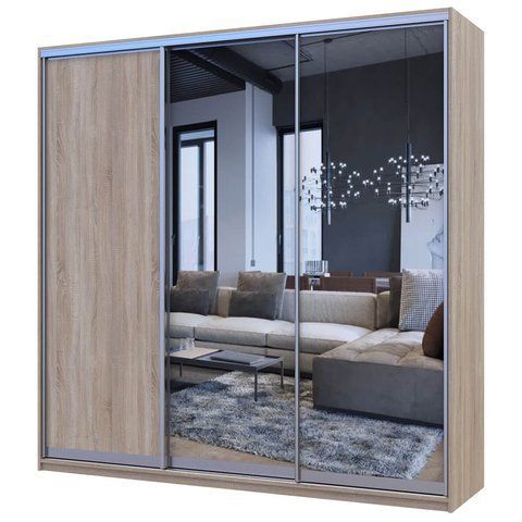 Шкаф-купе Сити Лайт Doros (Дорос) 1 ДСП / 2 Зеркала 225х60х225 см дуб сонома фото - Купить Шкафы-купе DOROS | ДОРОС в эпицентре мебели GerborDesign.com.ua, Киев, Днепр, Львов, Луцк, Хмельницкий