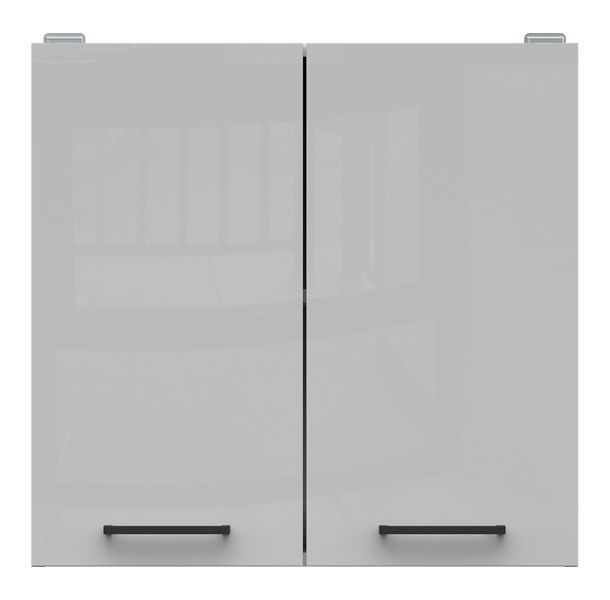 Кухонна шафа навісна 80 см Junona Line BRW Black Red White G2D/80/57 білий / світло-сірий глянець фото - Купити Навісні кухонні шафи BLACK RED WHITE в епіцентрі меблів GerborDesign.com.ua