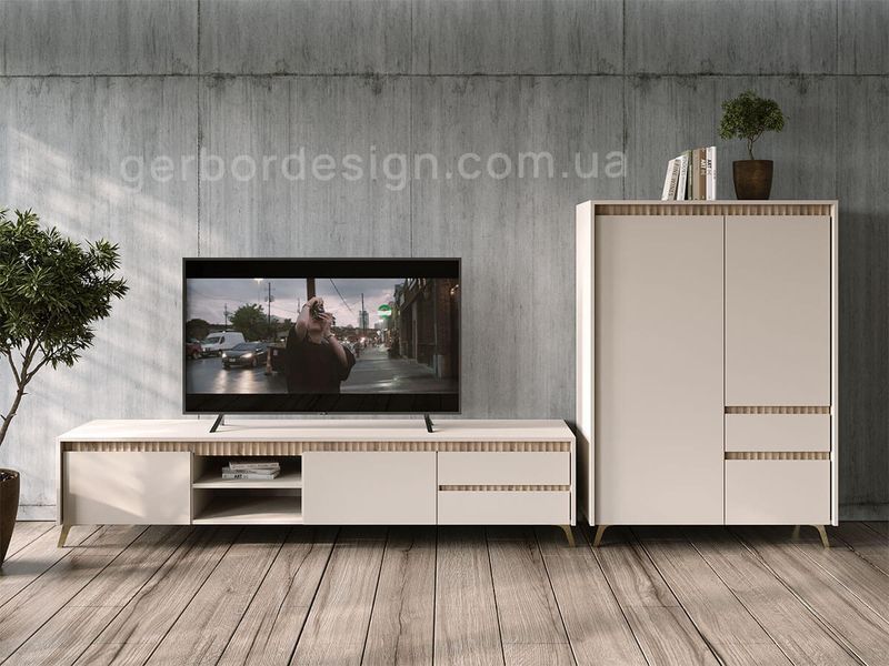 Тумба Лаундж БРВ (ВМК) REG2D1S1K Lounge BRW кашемір / дуб сонома фото - Купити Комоди БРВ | ВМК-Україна в епіцентрі меблів GerborDesign.com.ua