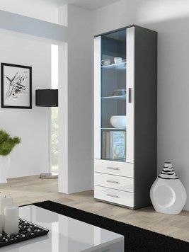 Витрина SOHO Cama Meble S1 сірий / білий глянець фото - Купить Витрины CAMA MEBLE в эпицентре мебели GerborDesign.com.ua