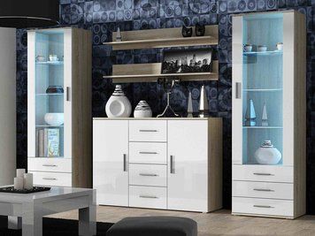 Гостиная SOHO Cama Meble 3 дуб сонома / білий глянець фото - Купить Гостиные CAMA MEBLE в эпицентре мебели GerborDesign.com.ua