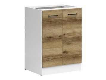 Кухонная тумба 60 см Junona Line BRW Black Red White D2D/60/82 білий / світлий дуб делано фото - Купить Нижние кухонные шкафы BLACK RED WHITE в эпицентре мебели GerborDesign.com.ua
