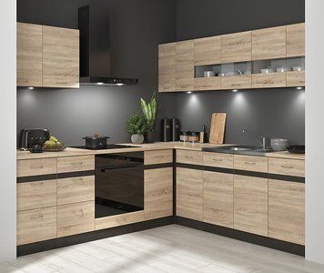 Угловая кухня 220x240 см Junona Line BRW, кухонный угловой гарнитур 2.2x2.4 м Black Red White венге / дуб сонома фото - Купить Кухни BLACK RED WHITE в эпицентре мебели GerborDesign.com.ua