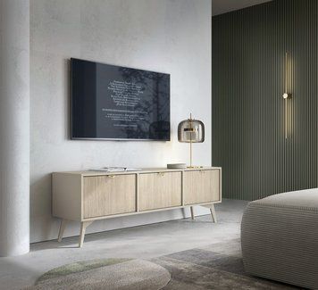 Тумба під ТВ Perfect Home Форест / Forest RTV158 3-двернаі Беж песочный/пихта сканди фото - Купити Тумби ТВ PERFECT HOME в епіцентрі меблів GerborDesign.com.ua