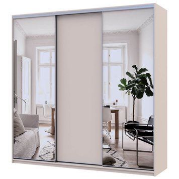 Шафа-купе Сіті Лайт Doros (Дорос) 1 ДСП / 2 Дзеркала 225х60х225 см кашемір фото - Купити Шафи-купе DOROS | ДОРОС в епіцентрі меблів GerborDesign.com.ua