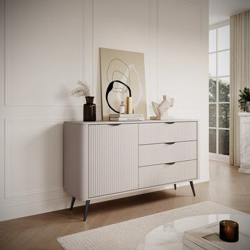Комод Perfect Home Ланте / Lante 1-дверний з 3 шухлядами і чорними ніжками 1D3S/138 бежевый фото - Купити Комоди PERFECT HOME в епіцентрі меблів GerborDesign.com.ua