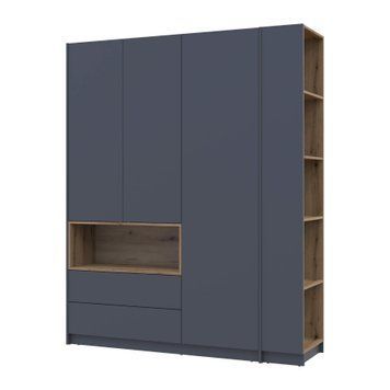 Шафа для одягу з нішею та етажеркою Дейл Doros (Дорос) 3 ДСП 178х52х220, графіт / дуб евок 44900337