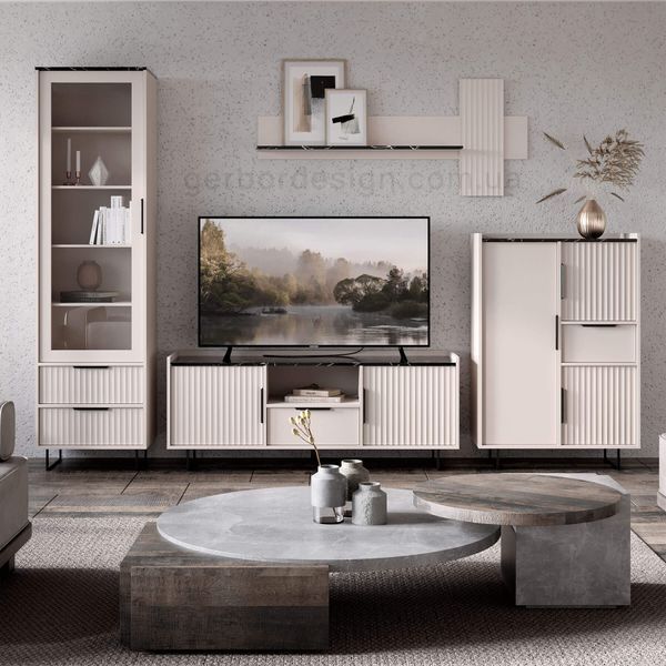 Тумба Фреско БРВ (ВМК) REG3D1S Fresko BRW кашемир / темный мрамор фото - Купить Комоды БРВ | ВМК-Украина в эпицентре мебели GerborDesign.com.ua