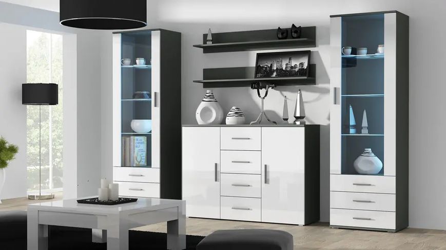 Вітрина SOHO Cama Meble S1 сірий / білий глянець фото - Купити Вітрини CAMA MEBLE в епіцентрі меблів GerborDesign.com.ua