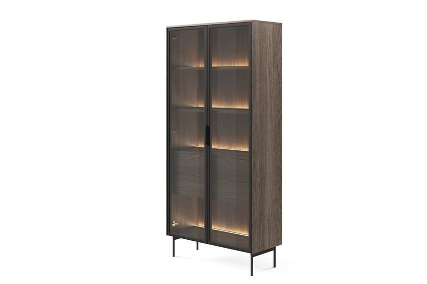 Витрина высокая с подсветкой Perfect Home Луми / Lumi 2D2S/91 2-дверная с 2 ящиками Дуб Дунин фото - Купить Витрины PERFECT HOME в эпицентре мебели GerborDesign.com.ua