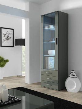 Витрина SOHO Cama Meble S1 сірий / сірий глянець фото - Купить Витрины CAMA MEBLE в эпицентре мебели GerborDesign.com.ua