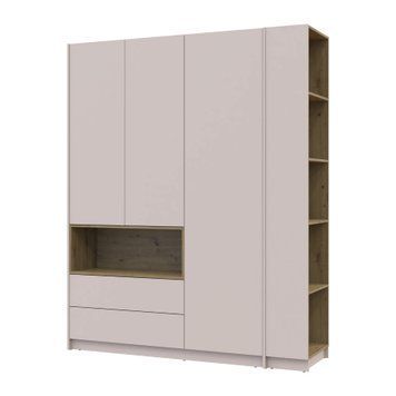 Шафа для одягу з нішею та етажеркою Дейл Doros (Дорос) 3 ДСП 178х52х220, кашемір / дуб артізан 44900338