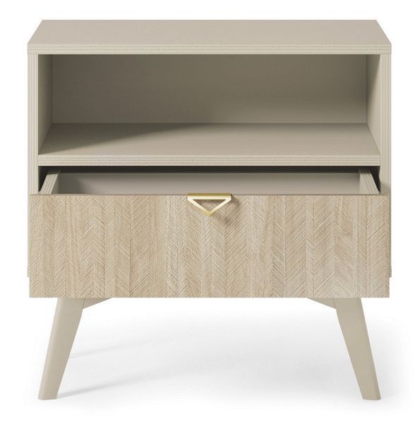 Тумба приліжкова Perfect Home Форест / Forest S54 з 1 шухлядоюі Беж песочный/пихта сканди фото - Купити Тумби приліжкові PERFECT HOME в епіцентрі меблів GerborDesign.com.ua