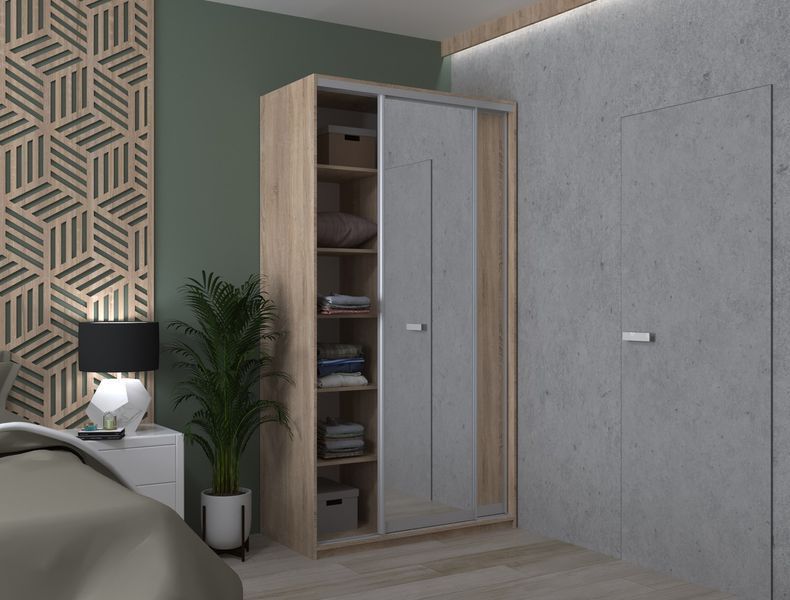 Шкаф-купе Сити Лайт Doros (Дорос) 1 ДСП / 1 Зеркало 120х45х225 см дуб сонома фото - Купить Шкафы-купе DOROS | ДОРОС в эпицентре мебели GerborDesign.com.ua, Киев, Днепр, Львов, Луцк, Хмельницкий