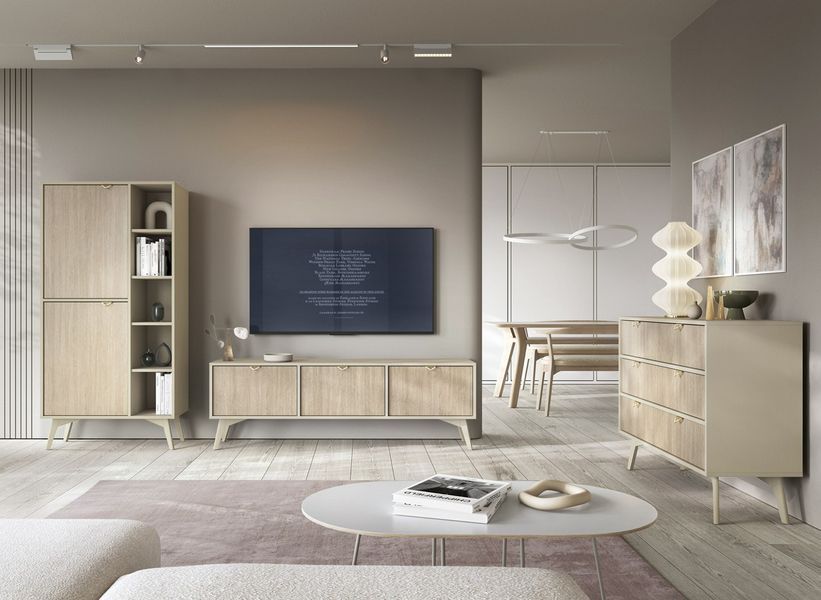 Тумба приліжкова Perfect Home Форест / Forest S54 з 1 шухлядоюі Беж песочный/пихта сканди фото - Купити Тумби приліжкові PERFECT HOME в епіцентрі меблів GerborDesign.com.ua