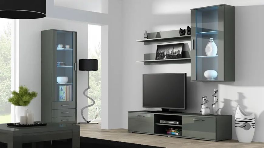 Вітрина SOHO Cama Meble S1 сірий / сірий глянець фото - Купити Вітрини CAMA MEBLE в епіцентрі меблів GerborDesign.com.ua, Київ, Дніпро, Львів, Луцьк, Хмельницький
