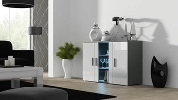 Комод SOHO Cama Meble S7 сірий / білий глянець фото - Купить Комоды CAMA MEBLE в эпицентре мебели GerborDesign.com.ua