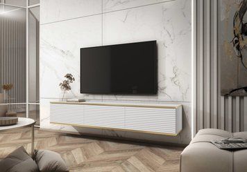 Тумба під телевізор навісна Perfect Home Оро / Oro 3-дверна RTV175 MDF білий фото - Купити Тумби ТВ PERFECT HOME в епіцентрі меблів GerborDesign.com.ua