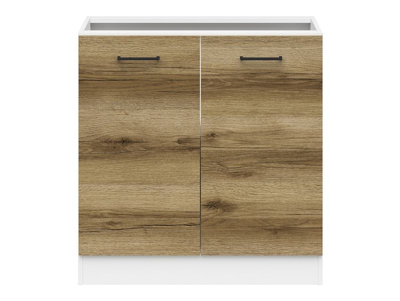 Кухонна тумба під мийку 80 см Junona Line BRW Black Red White DK2D/80/82 білий / світлий дуб делано фото - Купити Нижні кухонні тумби BLACK RED WHITE в епіцентрі меблів GerborDesign.com.ua