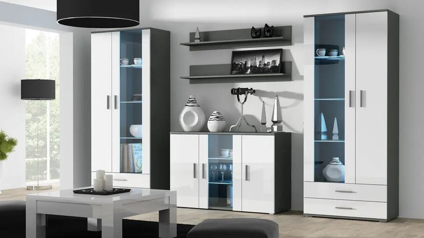 Комод SOHO Cama Meble S7 сірий / білий глянець фото - Купити Комоди CAMA MEBLE в епіцентрі меблів GerborDesign.com.ua