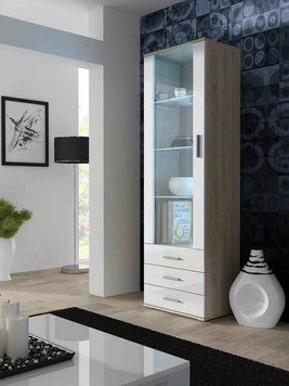 Витрина SOHO Cama Meble S1 дуб сонома / білий глянець фото - Купить Витрины CAMA MEBLE в эпицентре мебели GerborDesign.com.ua
