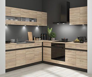 Угловая кухня 220x240 см Junona Line BRW, кухонный угловой гарнитур 2.2x2.4 м Black Red White венге / дуб сонома фото - Купить Кухни BLACK RED WHITE в эпицентре мебели GerborDesign.com.ua