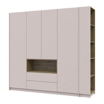 Шафа для одягу з нішею та етажеркою Дейл Doros (Дорос) 4 ДСП 234х52х220, кашемір / дуб артізан 44900340