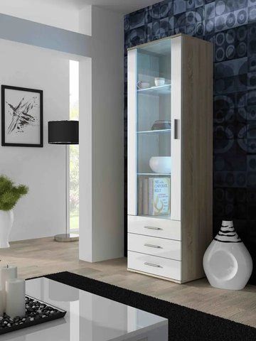 Витрина SOHO Cama Meble S1 дуб сонома / білий глянець фото - Купить Витрины CAMA MEBLE в эпицентре мебели GerborDesign.com.ua, Киев, Днепр, Львов, Луцк, Хмельницкий