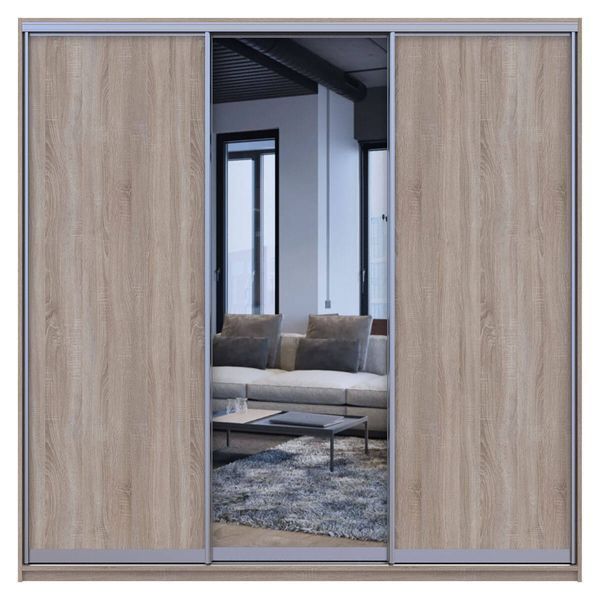 Шкаф-купе Сити Лайт Doros (Дорос) 2 ДСП / 1 Зеркало 225х60х225 см дуб сонома фото - Купить Шкафы-купе DOROS | ДОРОС в эпицентре мебели GerborDesign.com.ua