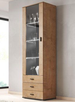 Вітрина SOHO Cama Meble S1 дуб лефкас / чорний в інтер'єрі