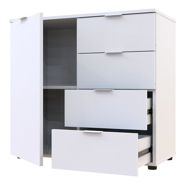 Комод Рон 1 Doros (Дорос) 1 дверка 4 шухляди 80х38х81 см білий фото - Купити Комоди DOROS | ДОРОС в епіцентрі меблів GerborDesign.com.ua