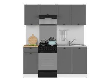 Кухня 170 см Junona Line BRW, кухонный гарнитур 1,7 м. Black Red White белый / графит фото - Купить Кухни BLACK RED WHITE в эпицентре мебели GerborDesign.com.ua