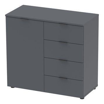 Комод Рон 1 Doros (Дорос) 1 дверка 4 шухляди 80х38х81 см графіт фото - Купити Комоди DOROS | ДОРОС в епіцентрі меблів GerborDesign.com.ua