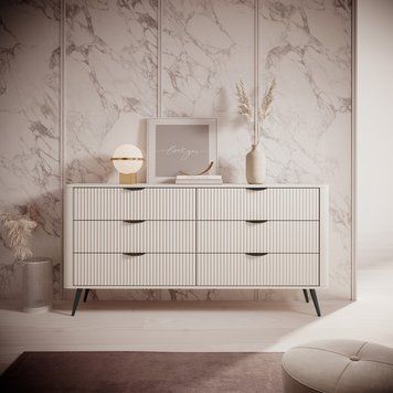 Комод Perfect Home Ланте / Lante з 6 шухлядами і чорними ніжками 6S/163 бежевый фото - Купити Комоди PERFECT HOME в епіцентрі меблів GerborDesign.com.ua