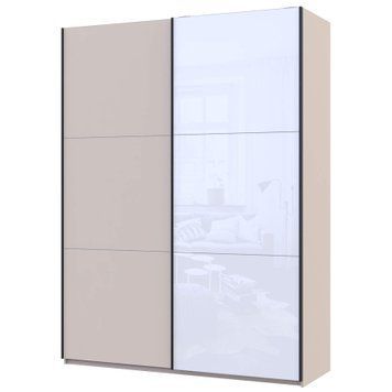 На фото шафа-купе G-Кайзер Doros (Дорос) 1 ДСП / 1 Скло 180х60х240 кашемір / білий