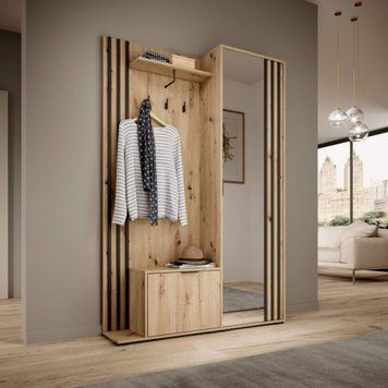 Передпокій з дзеркалом Perfect Home Неллі / Nelly 2-дверний, дуб артизан / чорний