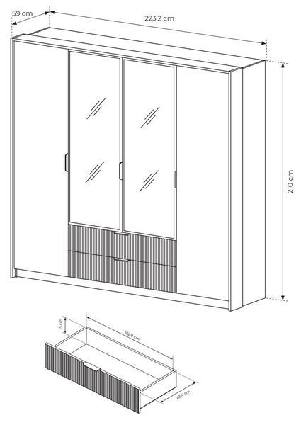 Шкаф для одежды Perfect Home Балтик / Baltic 4D2S/220 4-дверный с зеркалом Дуб балтийский/Черный фото - Купить Шкафы PERFECT HOME в эпицентре мебели GerborDesign.com.ua
