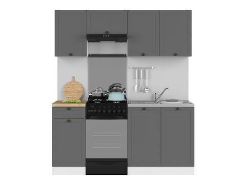 Кухня 170 см Junona Line BRW, кухонный гарнитур 1,7 м. Black Red White белый / графит фото - Купить Кухни BLACK RED WHITE в эпицентре мебели GerborDesign.com.ua