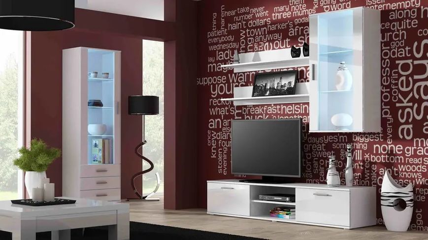 Вітрина навісна SOHO Cama Meble S2 білий / білий глянець фото - Купити Вітрини CAMA MEBLE в епіцентрі меблів GerborDesign.com.ua
