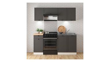 Кухня 180 см Junona Line BRW, кухонний гарнітур 1,8 м Black Red White білий / графіт фото - Купити Кухні BLACK RED WHITE в епіцентрі меблів GerborDesign.com.ua