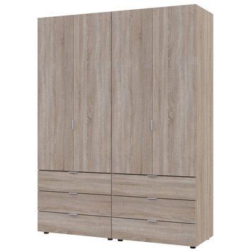 Шкаф распашной для одежды Гелар Doros (Дорос) комплект 2+2 ДСП 155х49,5х203,4 см дуб сонома фото - Купить Шкафы DOROS | ДОРОС в эпицентре мебели GerborDesign.com.ua