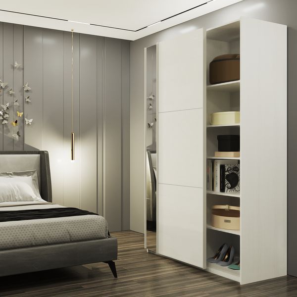 Шкаф-купе G-Кайзер Doros (Дорос) 1 ДСП / 1 Зеркало 160х60х240 белый фото - Купить Шкафы-купе DOROS | ДОРОС в эпицентре мебели GerborDesign.com.ua