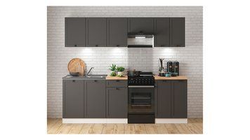 Кухня 230 см Junona Line BRW, кухонний гарнітур 2,3 м Black Red White білий / графіт фото - Купити Кухні BLACK RED WHITE в епіцентрі меблів GerborDesign.com.ua