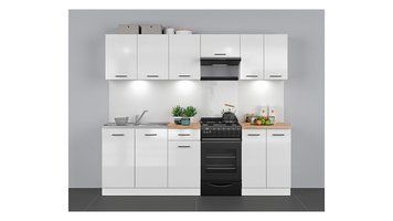 Кухня 230 см Junona Line BRW, кухонный гарнитур 2,3 м Black Red White белый меловой глянец фото - Купить Кухни BLACK RED WHITE в эпицентре мебели GerborDesign.com.ua