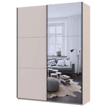 На фото шафа-купе G-Кайзер Doros (Дорос) 1 ДСП / 1 Дзеркало 180х60х240 кашемір