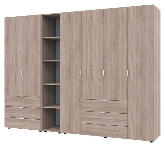 Шкаф распашной для одежды Гелар Doros (Дорос) с этажеркой 2+4 ДСП 270,7х49,5х203,4 см дуб сонома фото - Купить Шкафы DOROS | ДОРОС в эпицентре мебели GerborDesign.com.ua